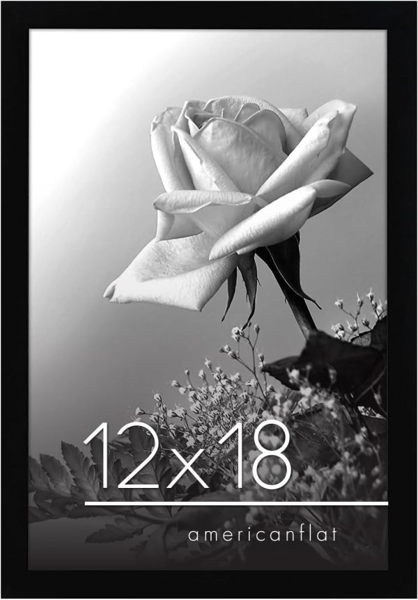 Americanflat 12x18 Poster Frame with Polished Plexiglass - Black Picture Frame with Engineered Wood - Epic Collection - Wide Photo Frame for Wall Display