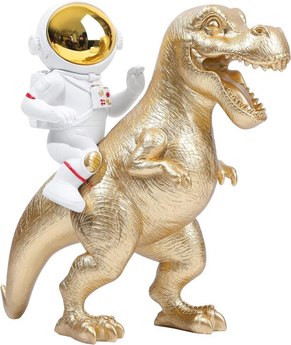 Astronaut Statue Dinosaur Statue Resin Arts Gifts, Spaceman Sculpture Figurine Ornament, Table Decor, Home Decor, Desktop Accessories Tabletop Decoration, Bookshelf, Office, Living Room