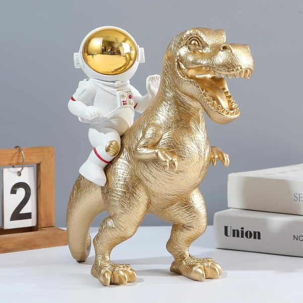 Astronaut Statue Dinosaur Statue Resin Arts Gifts, Spaceman Sculpture Figurine Ornament, Table Decor, Home Decor, Desktop Accessories Tabletop Decoration, Bookshelf, Office, Living Room - Image 2