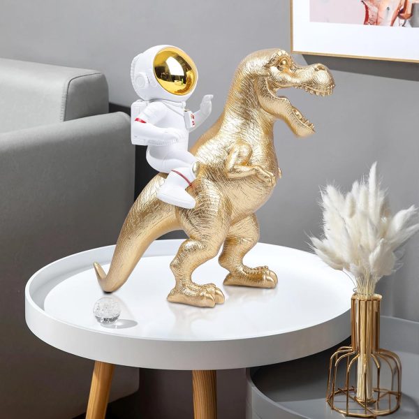 Astronaut Statue Dinosaur Statue Resin Arts Gifts, Spaceman Sculpture Figurine Ornament, Table Decor, Home Decor, Desktop Accessories Tabletop Decoration, Bookshelf, Office, Living Room - Image 3
