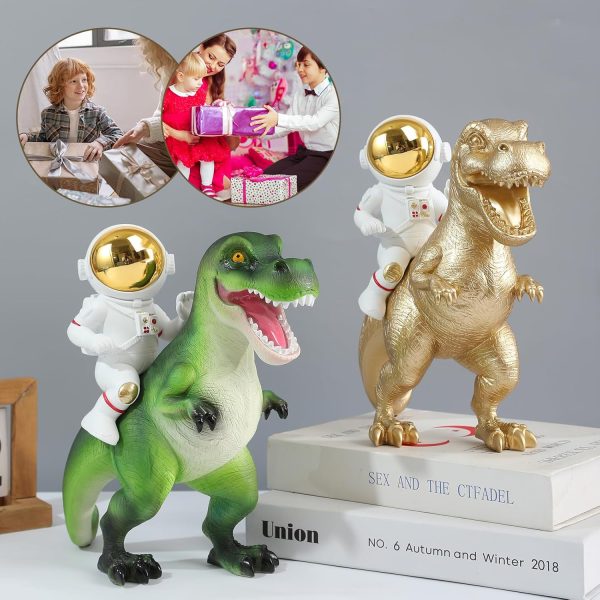 Astronaut Statue Dinosaur Statue Resin Arts Gifts, Spaceman Sculpture Figurine Ornament, Table Decor, Home Decor, Desktop Accessories Tabletop Decoration, Bookshelf, Office, Living Room - Image 4
