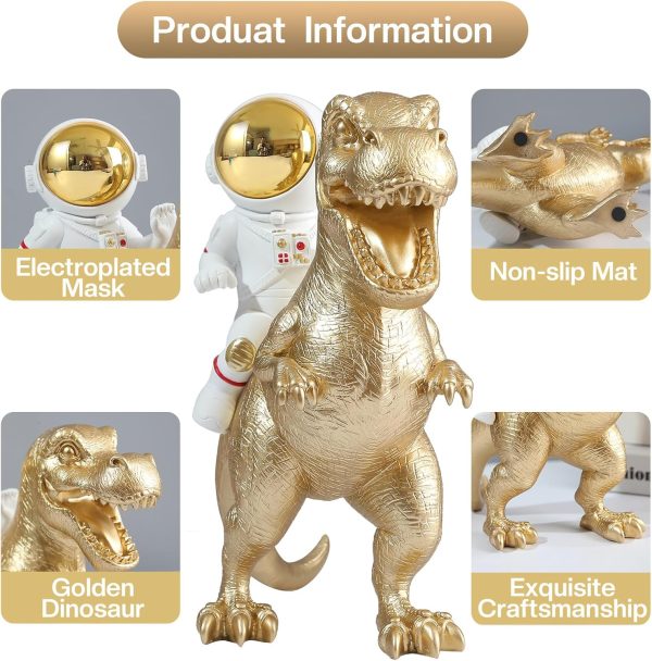 Astronaut Statue Dinosaur Statue Resin Arts Gifts, Spaceman Sculpture Figurine Ornament, Table Decor, Home Decor, Desktop Accessories Tabletop Decoration, Bookshelf, Office, Living Room - Image 6