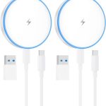 MagSafe Charger 2 Pack 15W Magnetic Wireless Charger Fast Charging Pad Compatible with iPhone 16/15/14/13/12 Series & AirPods 3/2/Pro Magnetic MagSafe Charging Pad with Dual Charging Ports