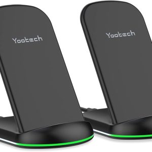 Yootech [2 Pack] Wireless Charger,10W Max Wireless Charging Stand,Compatible with iPhone 16/16 Plus/16 Pro Max/15/14/13/SE 2022/12/11/X/8,Galaxy S22/S21/S20/S10(No AC Adapter)