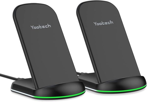 Yootech [2 Pack] Wireless Charger,10W Max Wireless Charging Stand,Compatible with iPhone 16/16 Plus/16 Pro Max/15/14/13/SE 2022/12/11/X/8,Galaxy S22/S21/S20/S10(No AC Adapter)